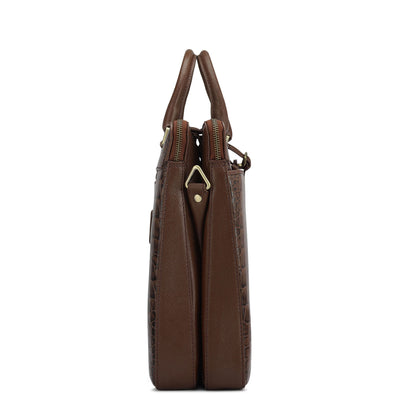 Croco Franzy Leather Laptop Bag - Date