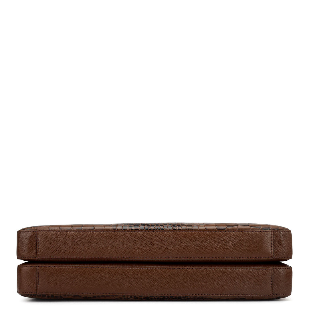 Croco Franzy Leather Laptop Bag - Date