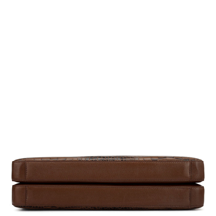 Croco Franzy Leather Laptop Bag - Date