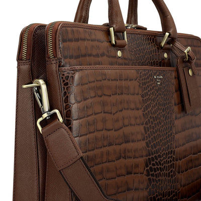 Croco Franzy Leather Laptop Bag - Date