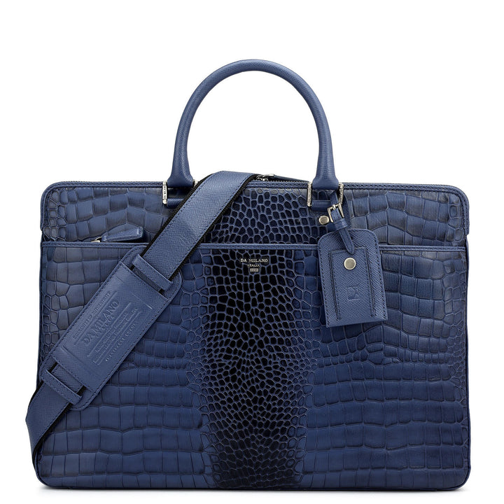 Croco Franzy Leather Laptop Bag - Stardust