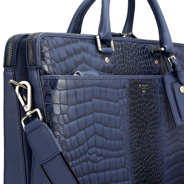 Croco Franzy Leather Laptop Bag - Stardust
