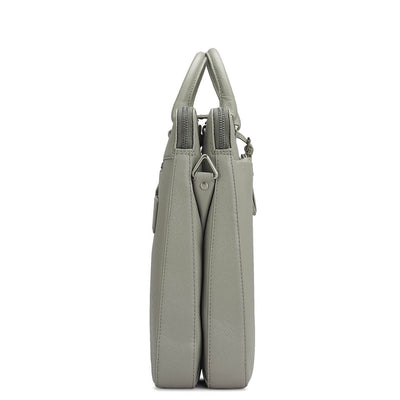 Franzy Leather Laptop Bag - Stone Grey