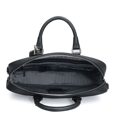Wax Leather Laptop Bag - Black