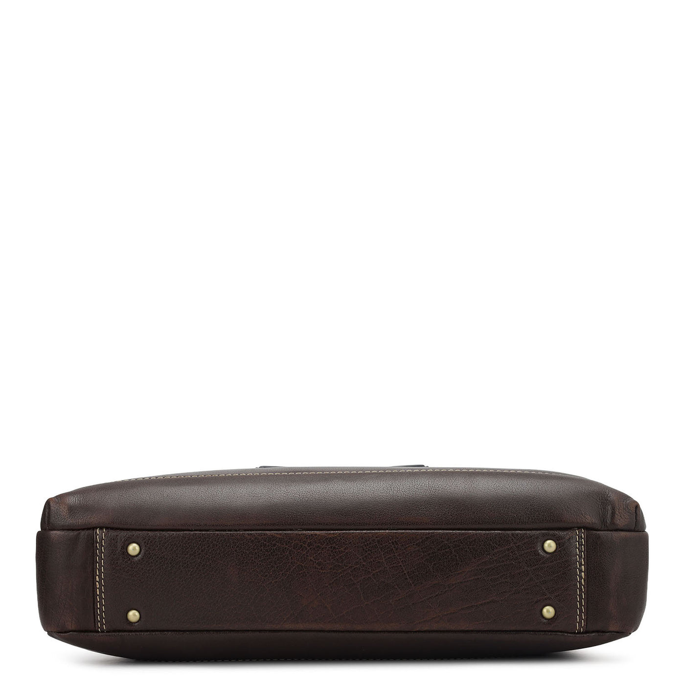 Elephant Pattern Leather Laptop Bag - Brown