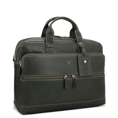 Elephant Pattern Leather Laptop Bag - Green