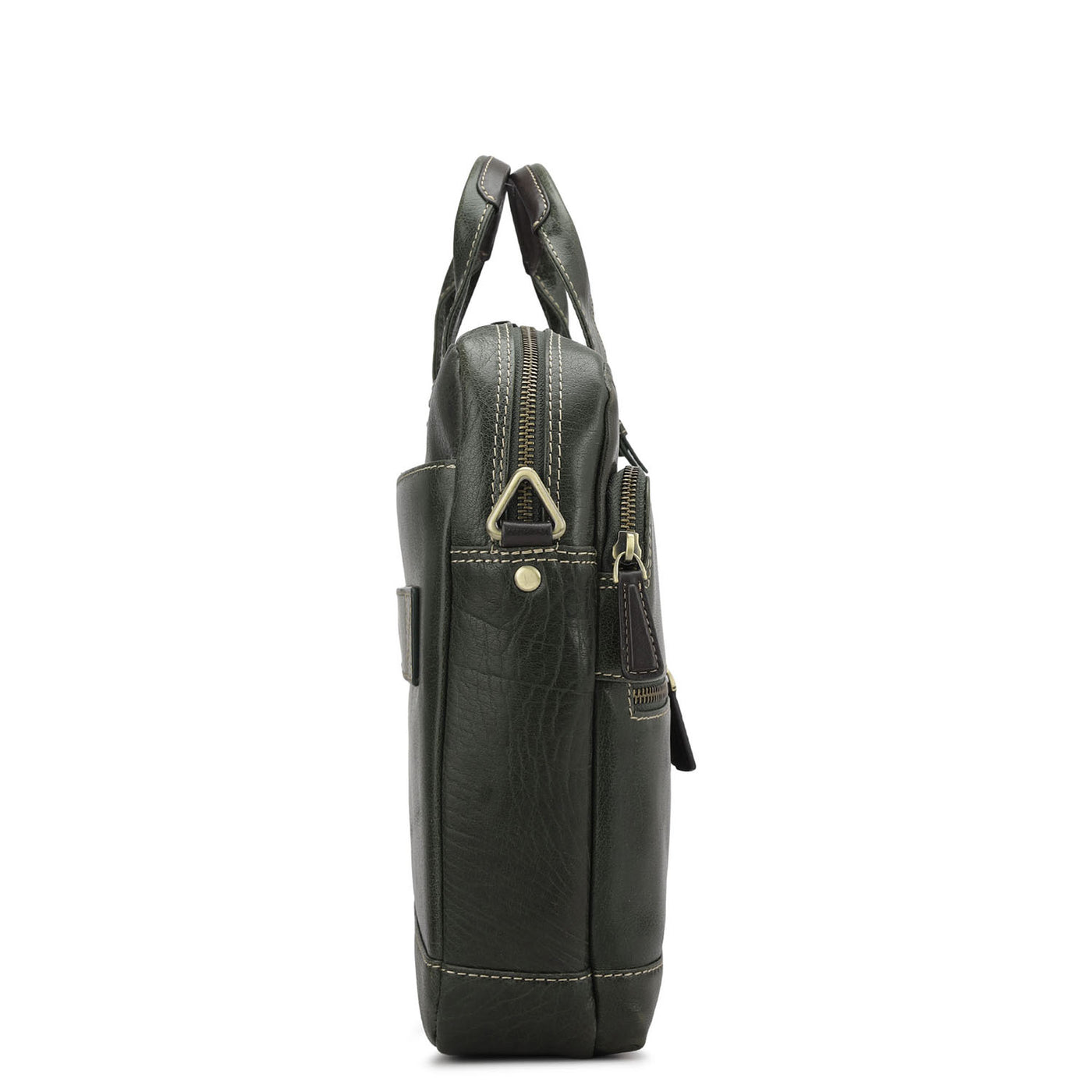 Elephant Pattern Leather Laptop Bag - Green