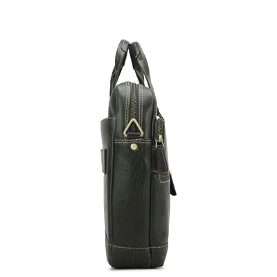 Elephant Pattern Leather Laptop Bag - Green