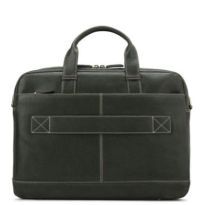 Elephant Pattern Leather Laptop Bag - Green