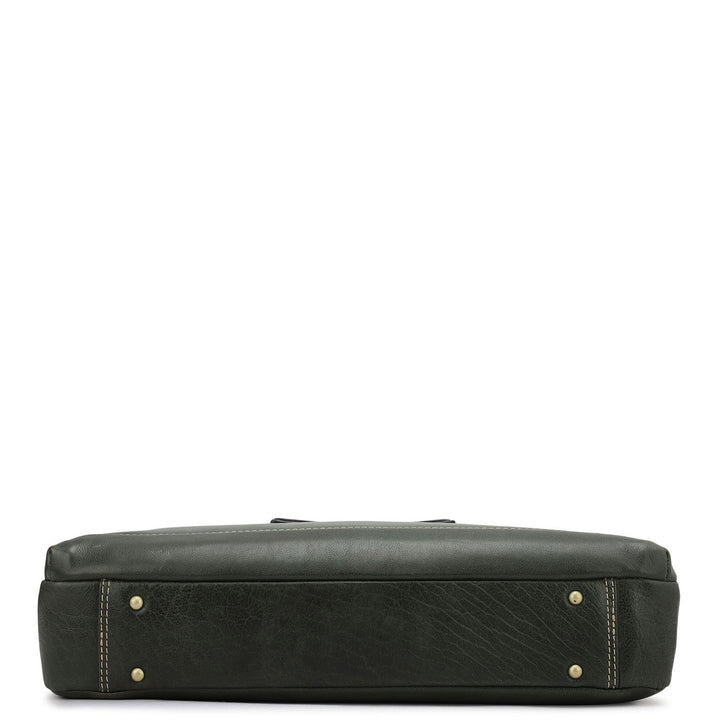 Elephant Pattern Leather Laptop Bag - Green