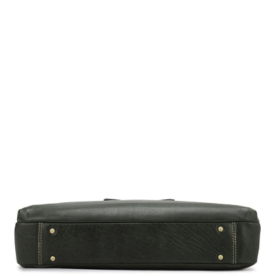 Elephant Pattern Leather Laptop Bag - Green