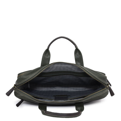 Elephant Pattern Leather Laptop Bag - Green