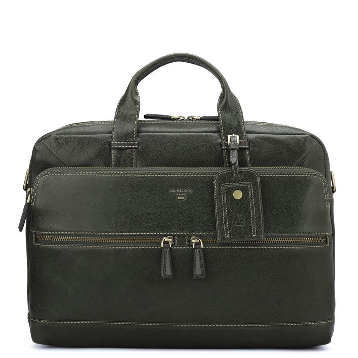 Elephant Pattern Leather Laptop Bag - Green