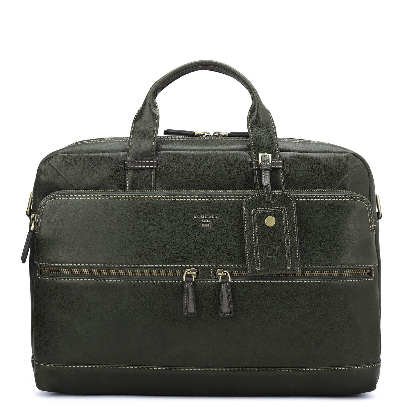 Elephant Pattern Leather Laptop Bag - Green