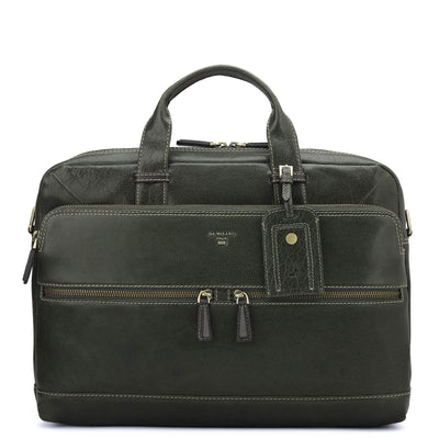 Elephant Pattern Leather Laptop Bag - Green