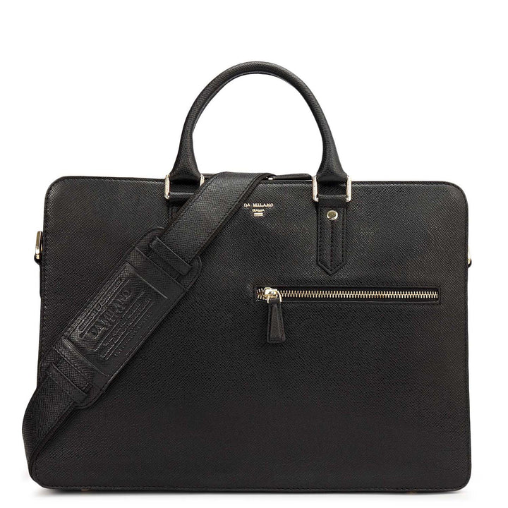 Franzy Leather Laptop Bag - Black