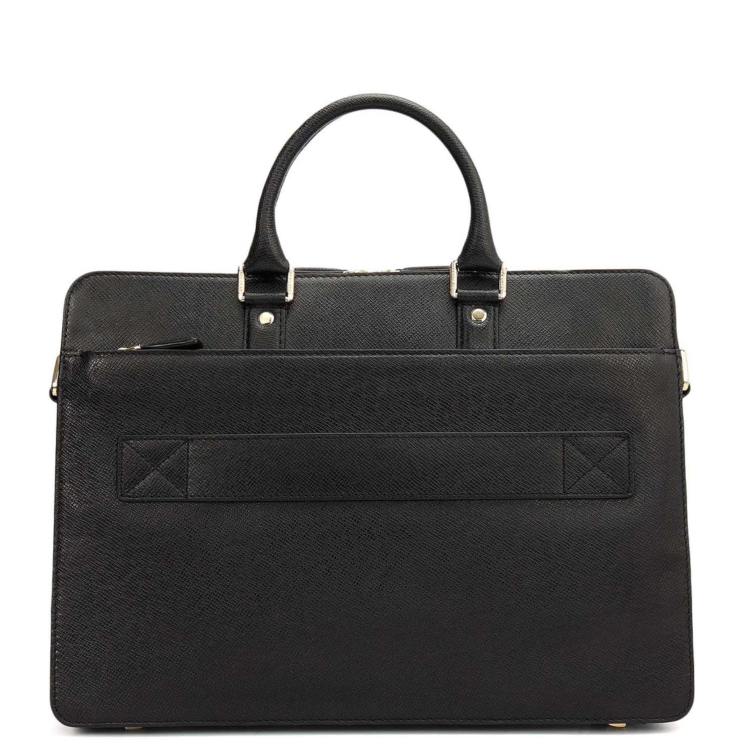 Franzy Leather Laptop Bag - Black