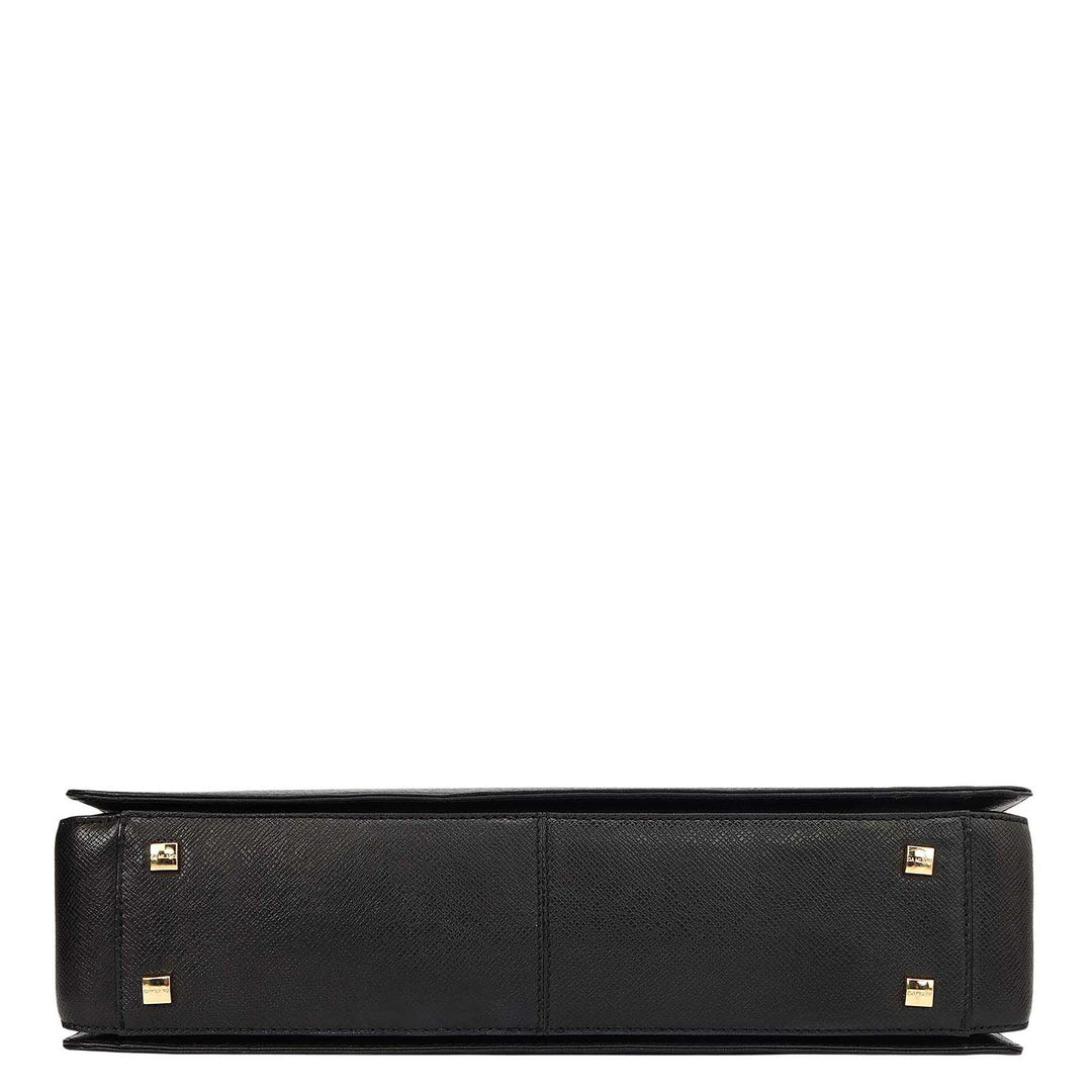 Franzy Leather Laptop Bag - Black