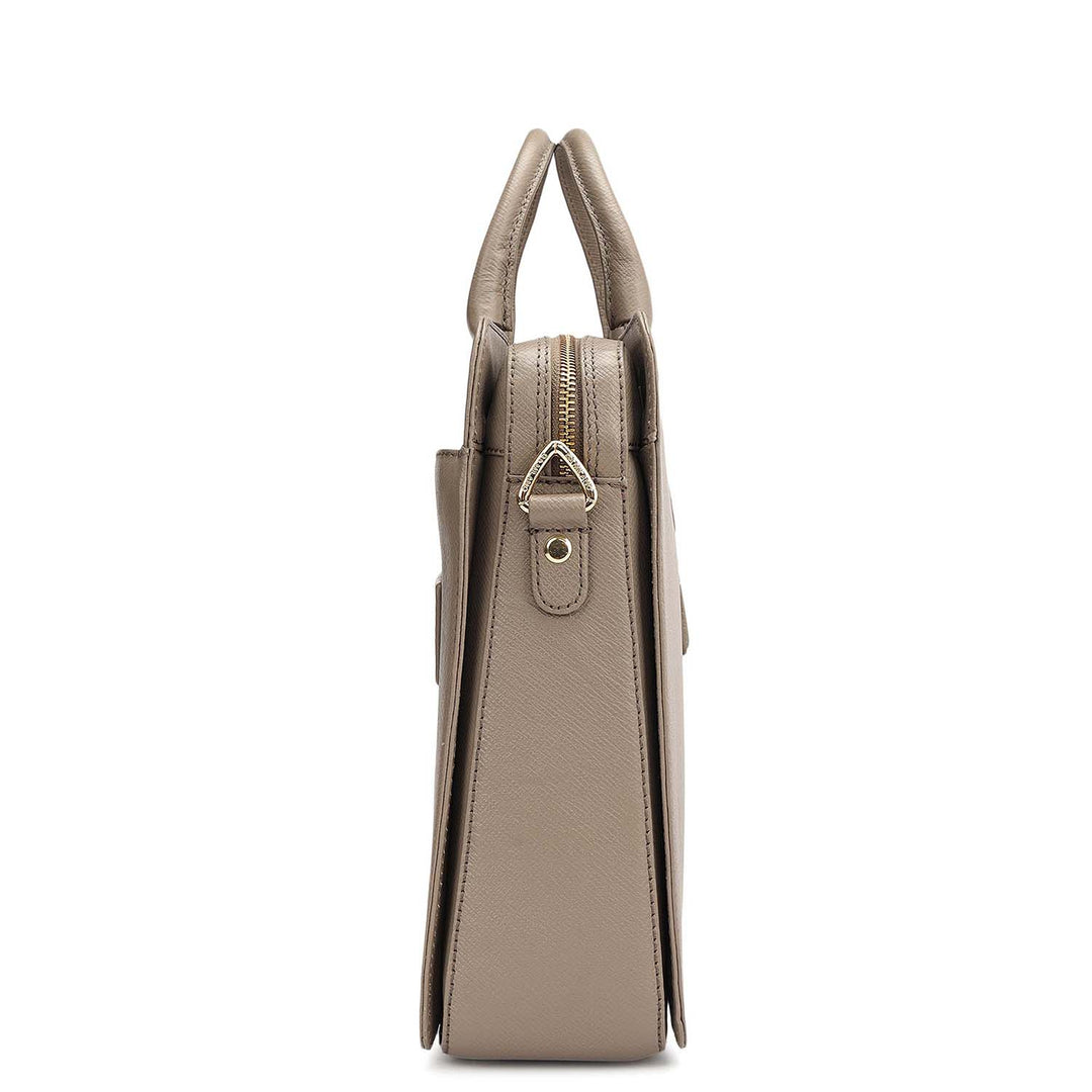 Franzy Leather Laptop Bag - Smoke Grey