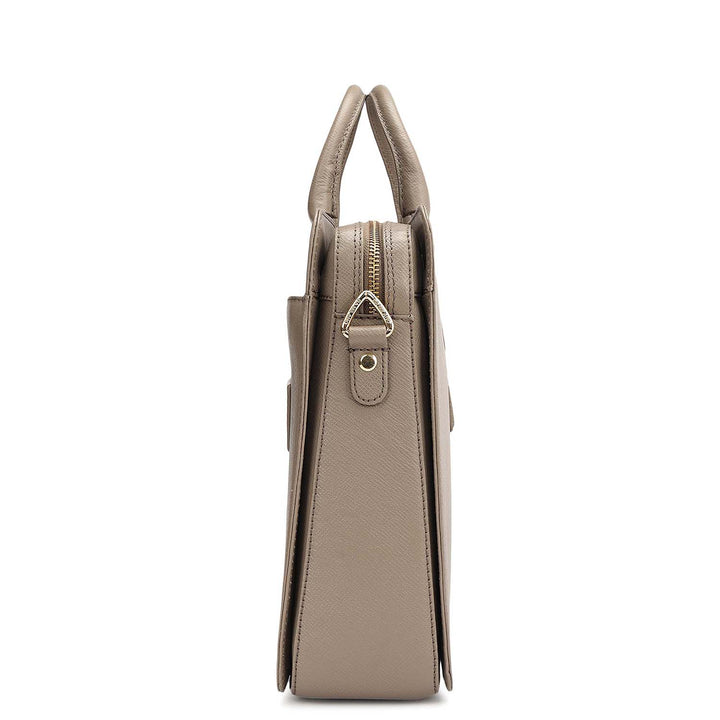 Franzy Leather Laptop Bag - Smoke Grey