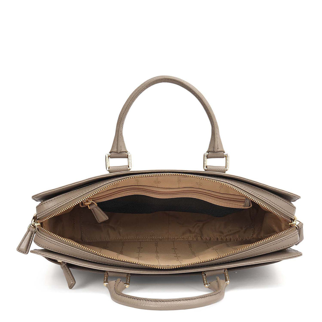 Franzy Leather Laptop Bag - Smoke Grey