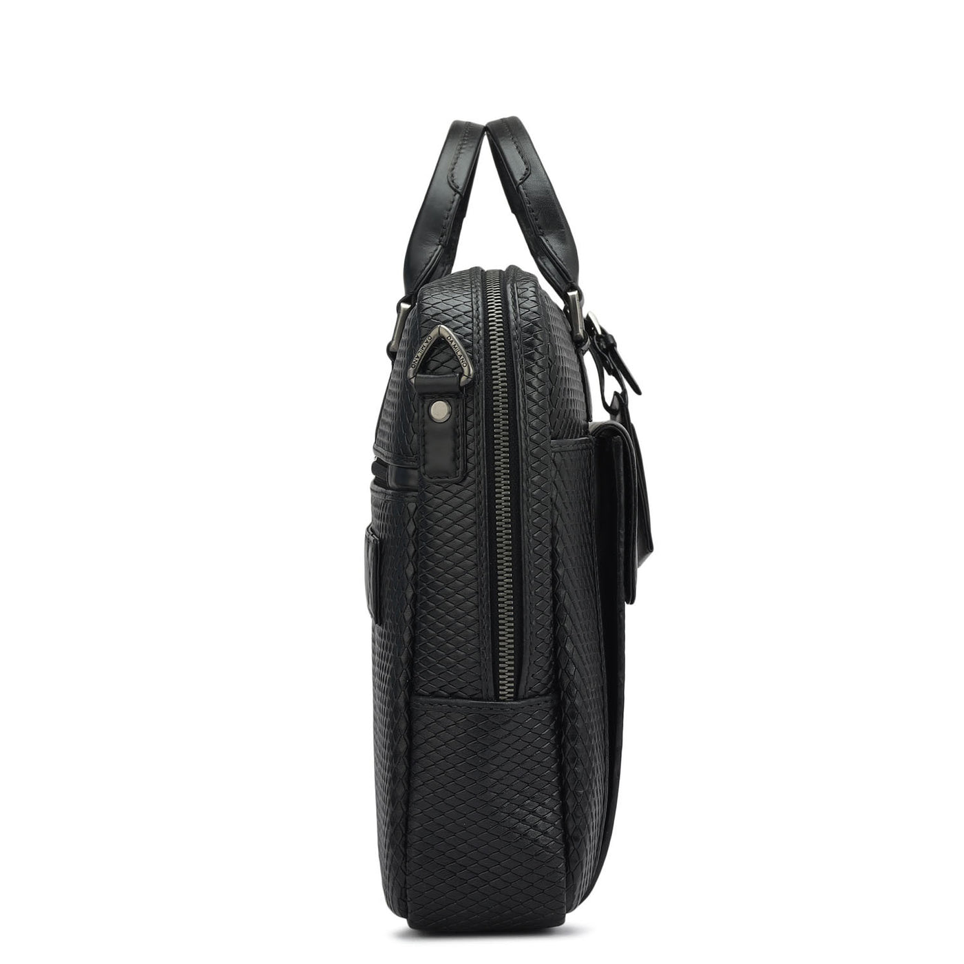 Mat Emboss Leather Laptop Bag - Black