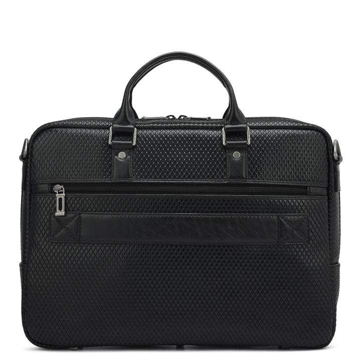 Mat Emboss Leather Laptop Bag - Black