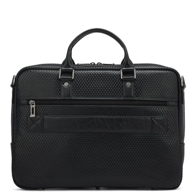 Mat Emboss Leather Laptop Bag - Black