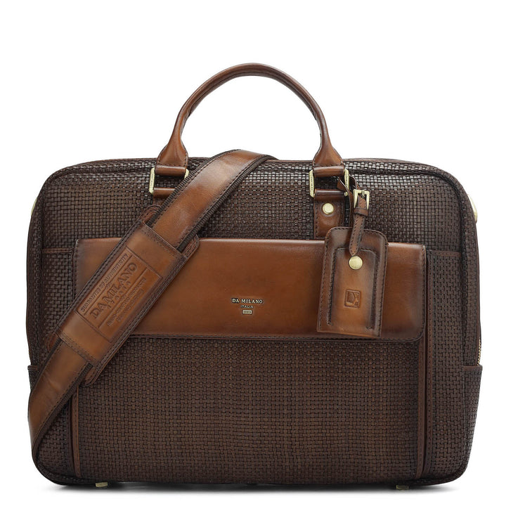 Mat Leather Laptop Bag - Brown