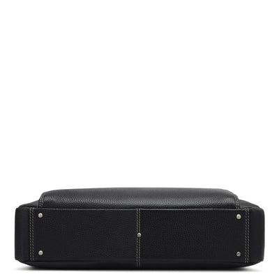 Wax Leather Laptop Bag - Black