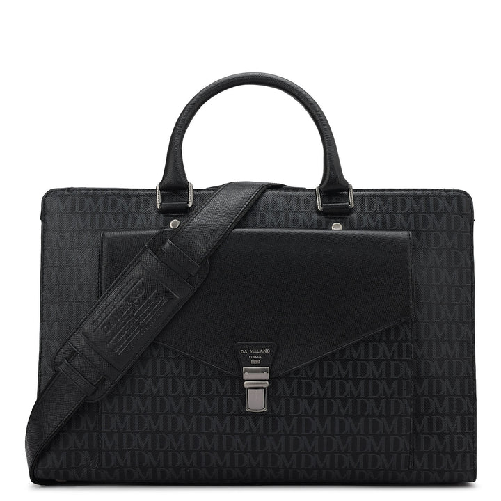 Monogram Franzy Leather Laptop Bag - Black