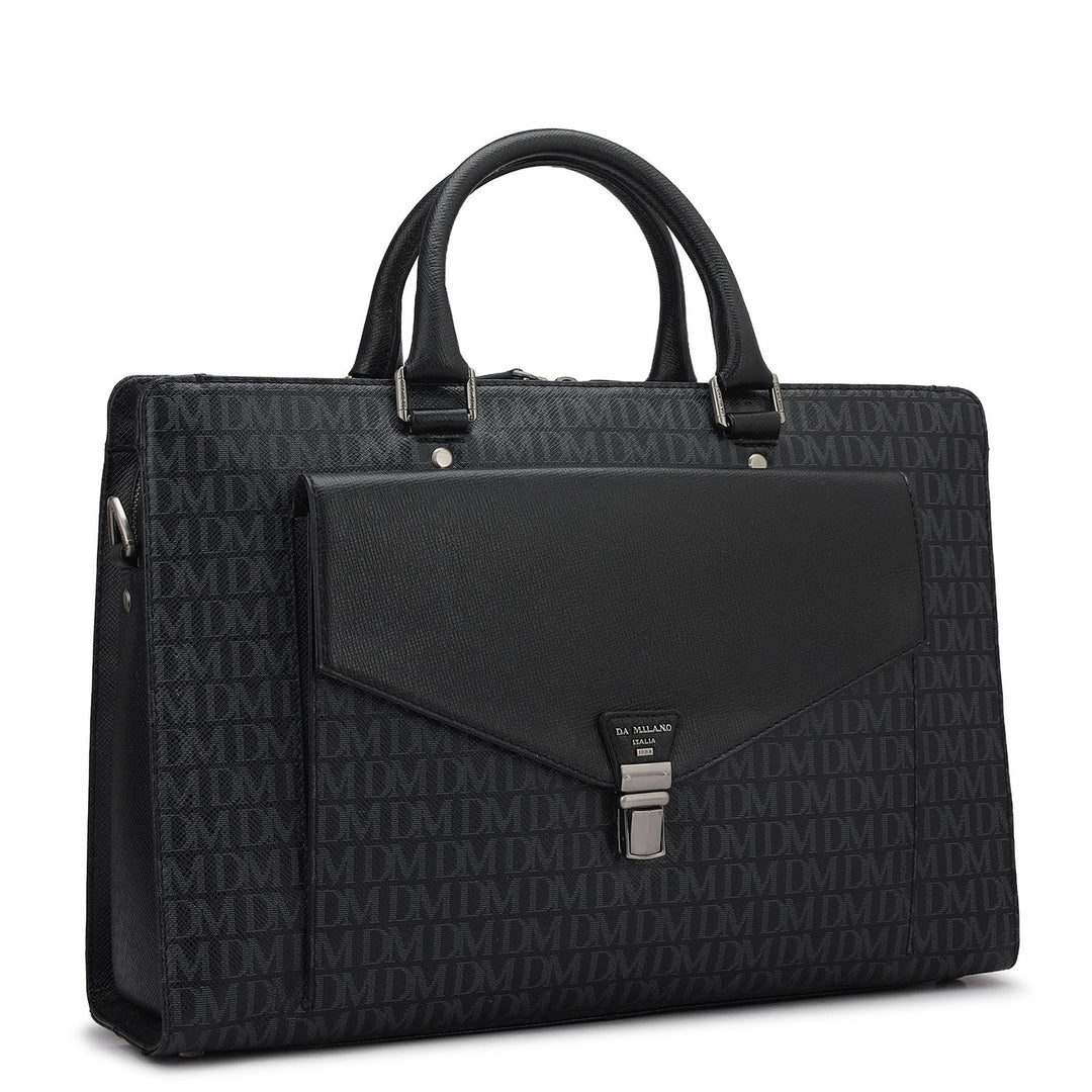 Monogram Franzy Leather Laptop Bag - Black