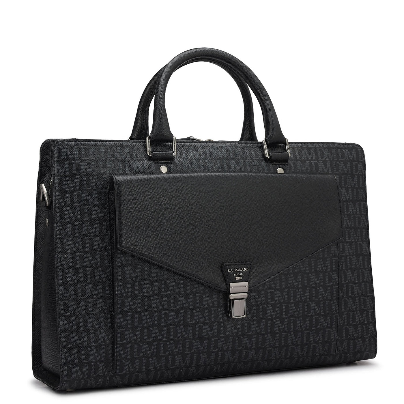 Monogram Franzy Leather Laptop Bag - Black