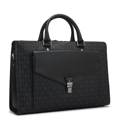 Monogram Franzy Leather Laptop Bag - Black