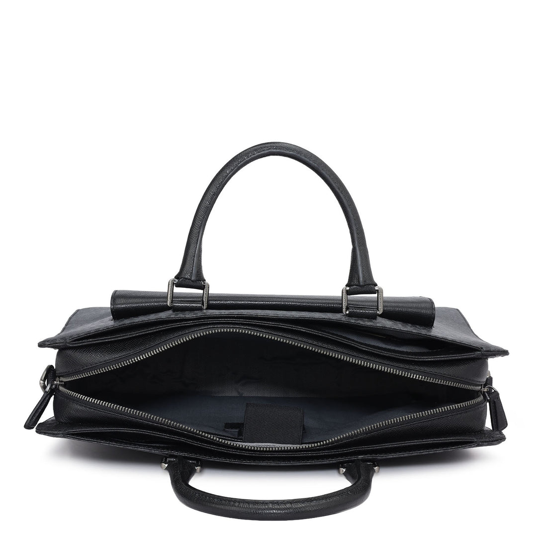 Monogram Franzy Leather Laptop Bag - Black