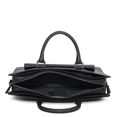 Monogram Franzy Leather Laptop Bag - Black