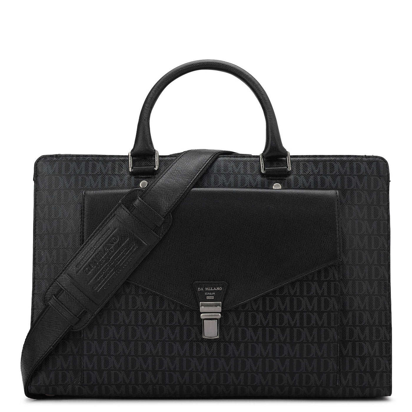Monogram Franzy Leather Laptop Bag - Black
