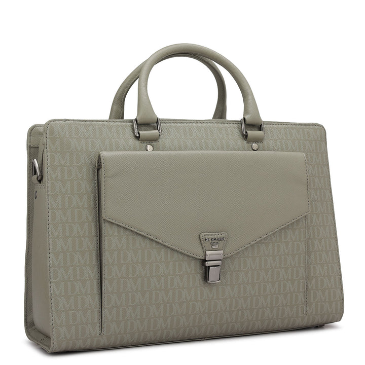 Monogram Franzy Leather Laptop Bag - Stone Grey