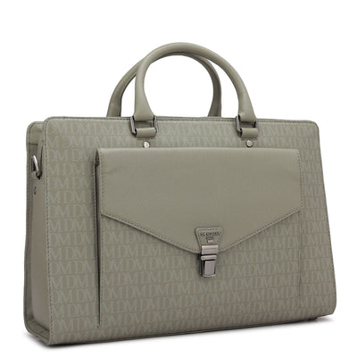 Monogram Franzy Leather Laptop Bag - Stone Grey