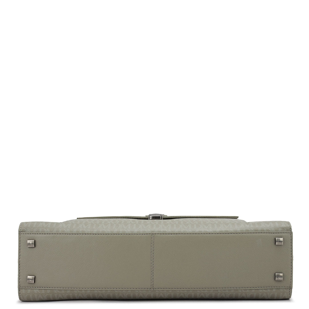Monogram Franzy Leather Laptop Bag - Stone Grey