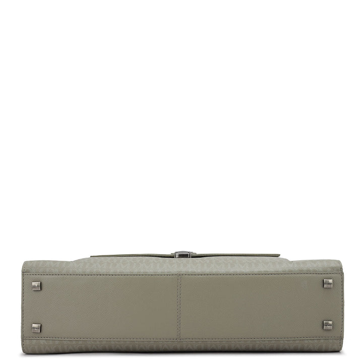 Monogram Franzy Leather Laptop Bag - Stone Grey