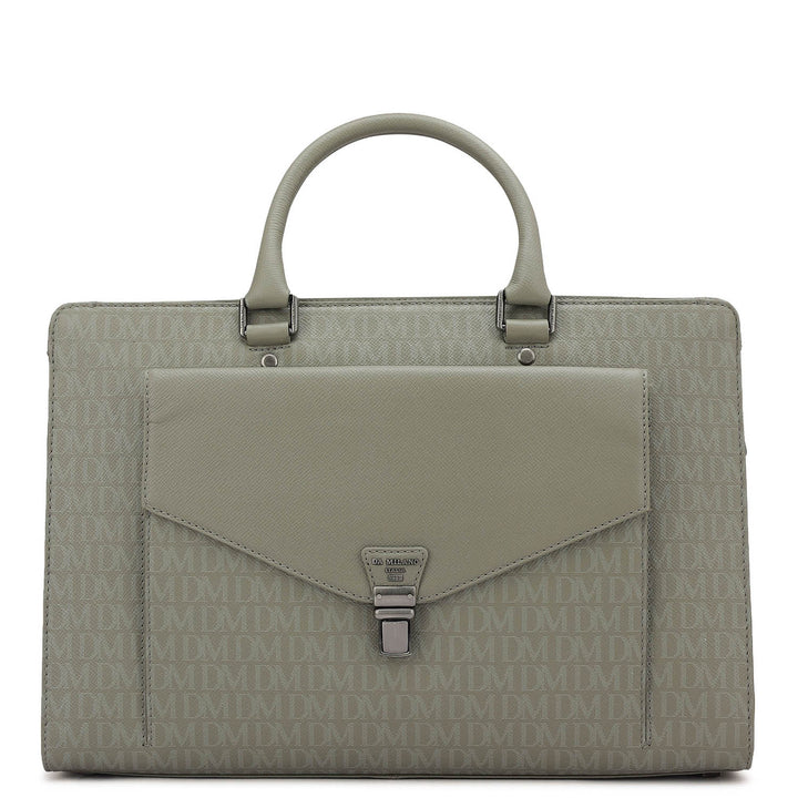 Monogram Franzy Leather Laptop Bag - Stone Grey