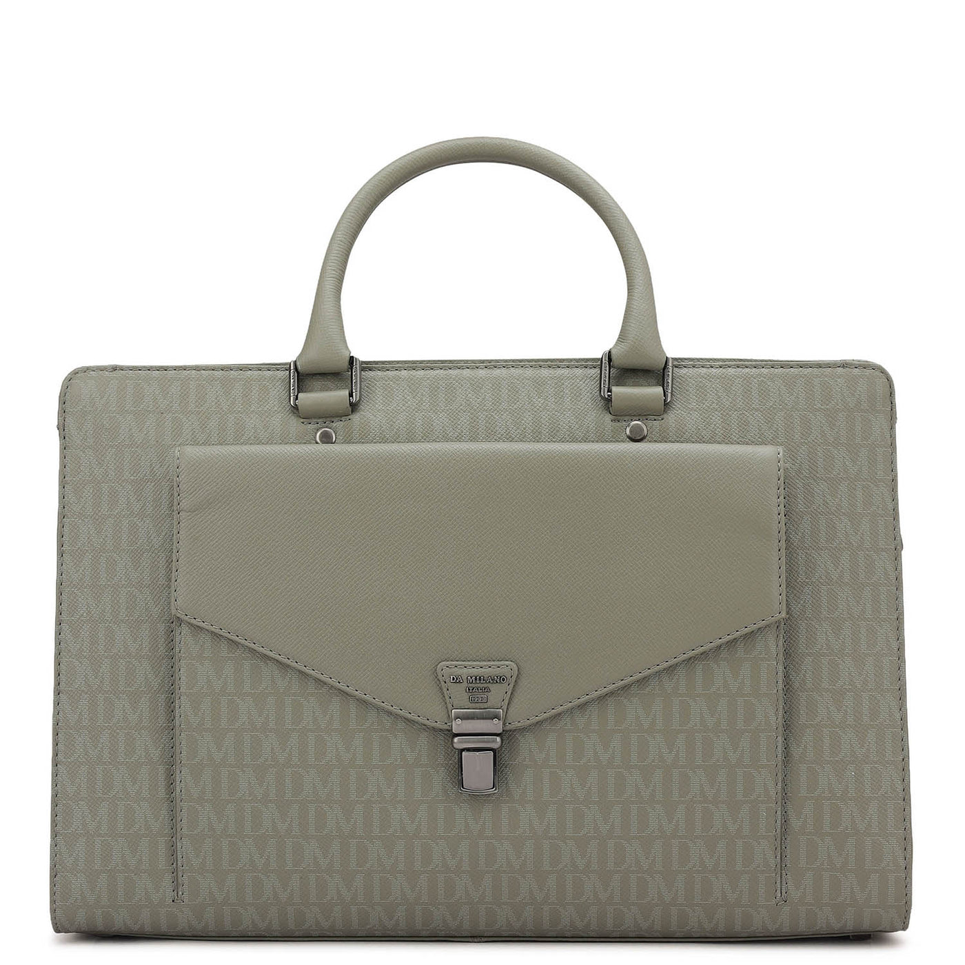 Monogram Franzy Leather Laptop Bag - Stone Grey