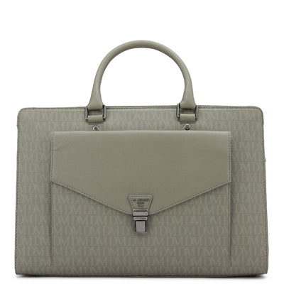 Monogram Franzy Leather Laptop Bag - Stone Grey