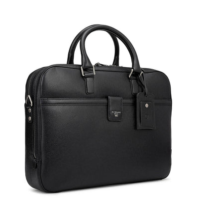 Franzy Leather Laptop Bag - Black
