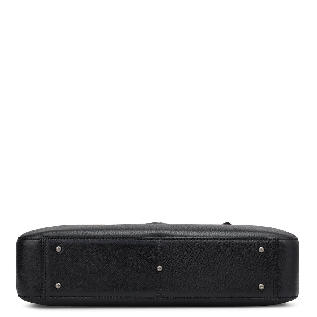 Franzy Leather Laptop Bag - Black