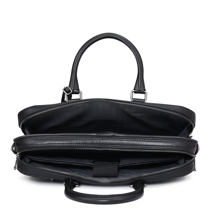 Franzy Leather Laptop Bag - Black