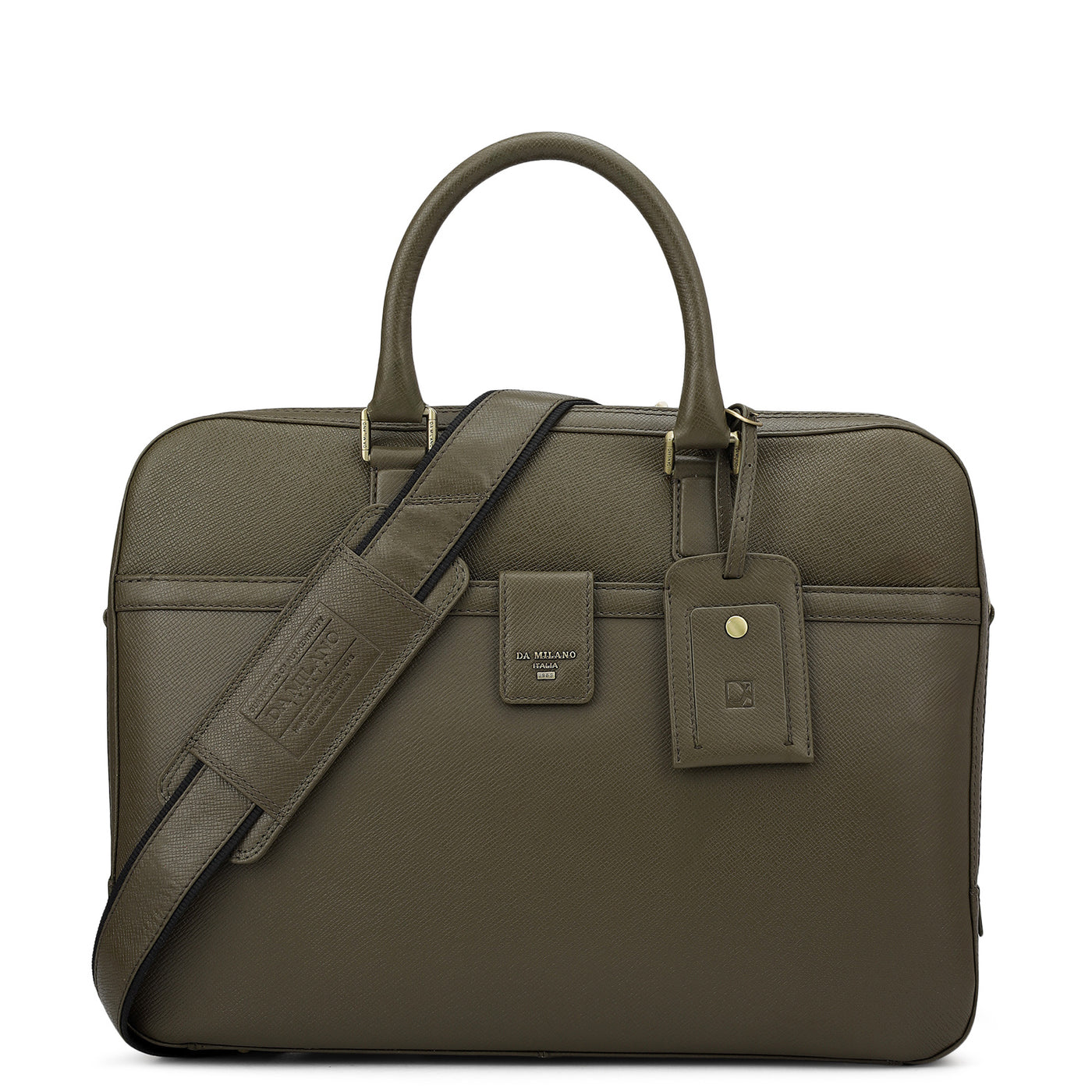 Franzy Leather Laptop Bag - Military Green