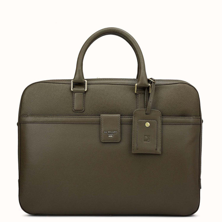Franzy Leather Laptop Bag - Military Green