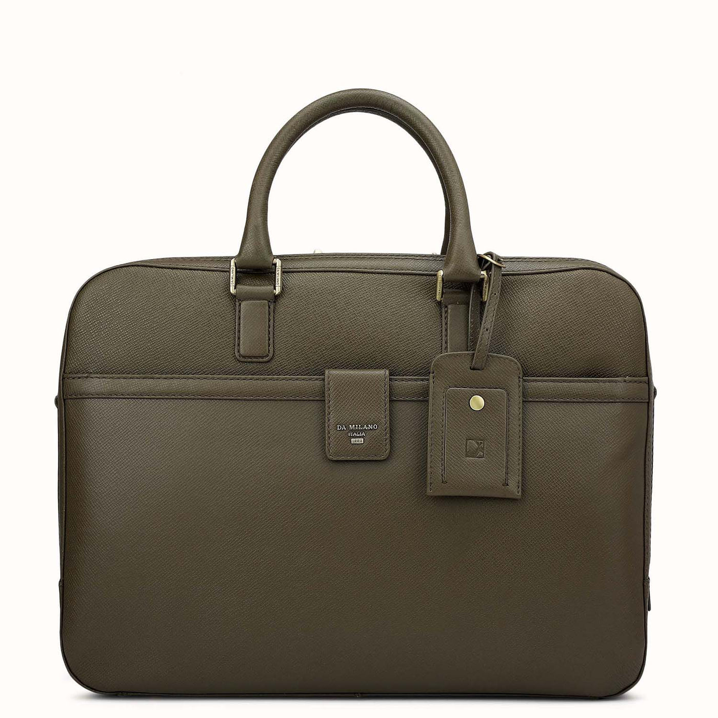 Franzy Leather Laptop Bag - Military Green